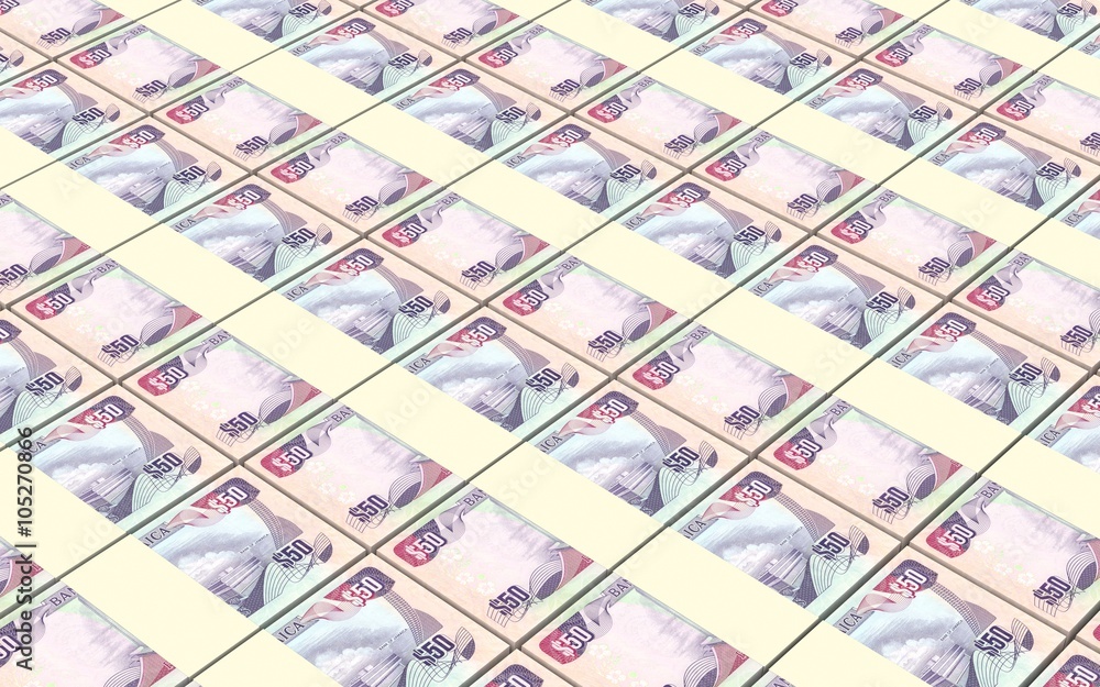 Jamaican dollar bills stacks background. Computer generated 3D photo rendering