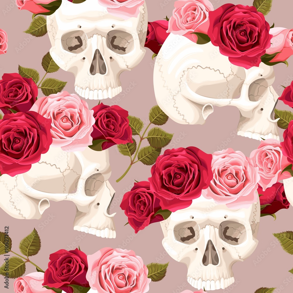 Skulls and roses seamless Skulls and roses seamless