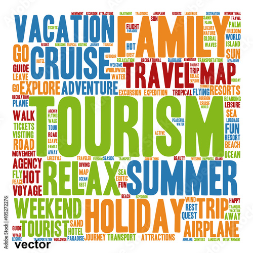 Vector conceptual tourism or travel  word cloud