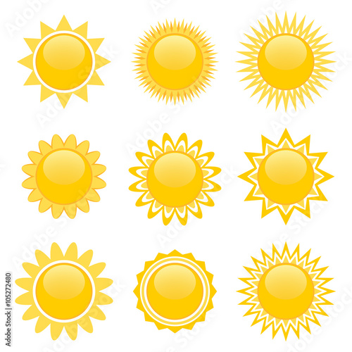 Set of sun icons for game design