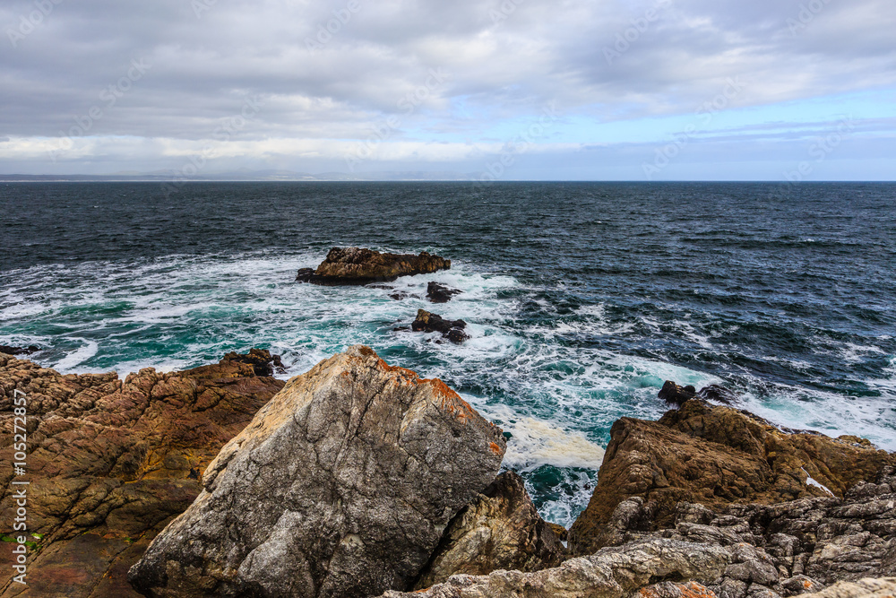 Felsenküste, Hermanus, Westkap, Südafrika Felsenküste, Hermanus, Westkap, Südafrika