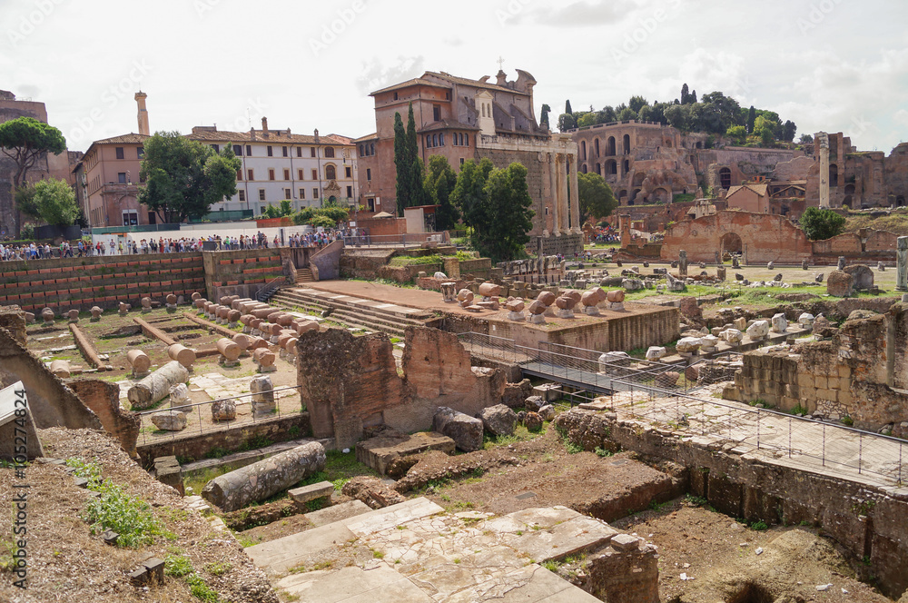 The famous ruins of the city of Rome in Italy