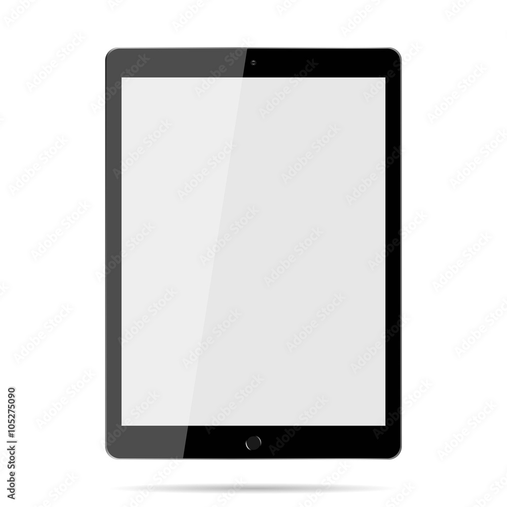 The tablet, the camera on a white background and shadow The tablet, the camera on a white background and shadow