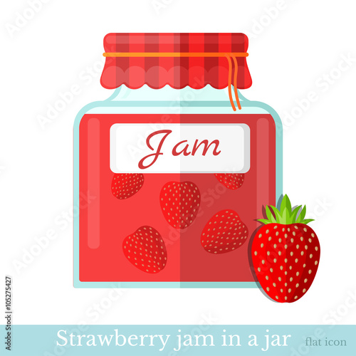 flat icon glass jar of strawberry jam