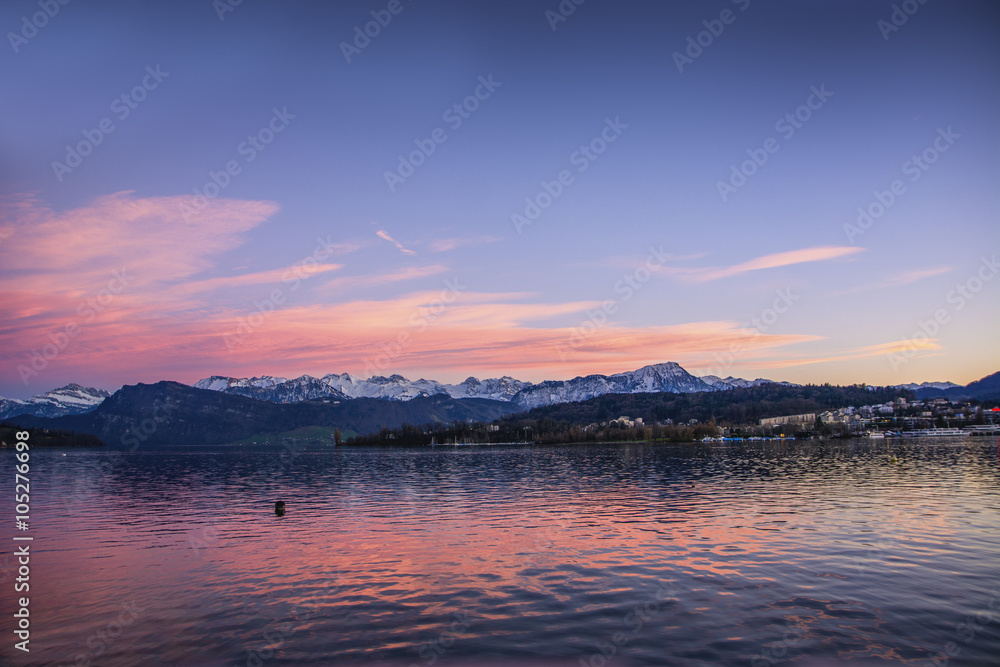 Fascinating view of Lucerne Lake in Switzerland