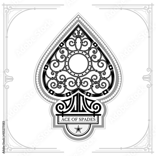Ace of spades with forging curl pattern inside. Black on white