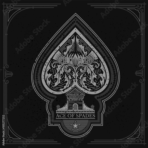 Ace of spades castle and thistle pattern inside. White on black