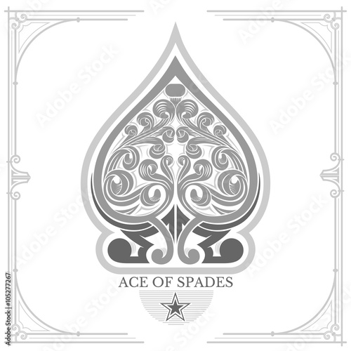 Ace of spades with floral pattern inside