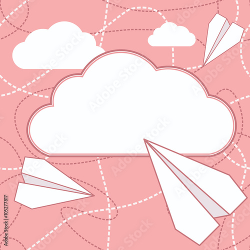 Paper Planes and Cloud Vector Background