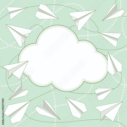 Paper Planes and Cloud Vector Background