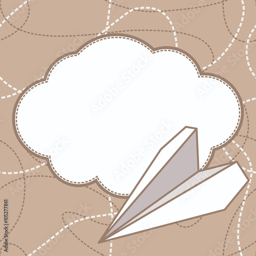 Paper Plane and Cloud Vector Background