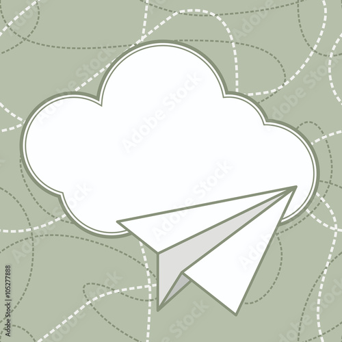 Paper Plane and Cloud Vector Background