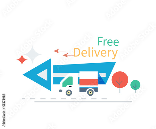 Fast Free Delivery Concept Icon Flat Design