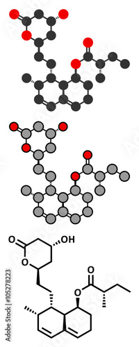 Mevastatin hypercholesterolemia drug molecule.