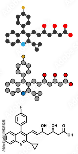Pitavastatin hypercholesterolemia drug molecule.