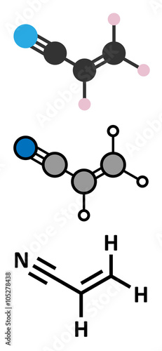 Acrylonitrile molecule, polyacrylonitrile (PAN) and ABS plastic building block