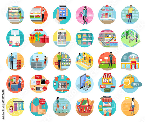 People in Supermarket Interior Design