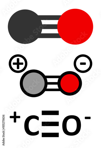 Carbon monoxide (CO) toxic gas molecule. 