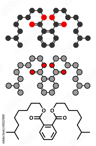 Diisononyl phthalate (DINP) plasticizer molecule.