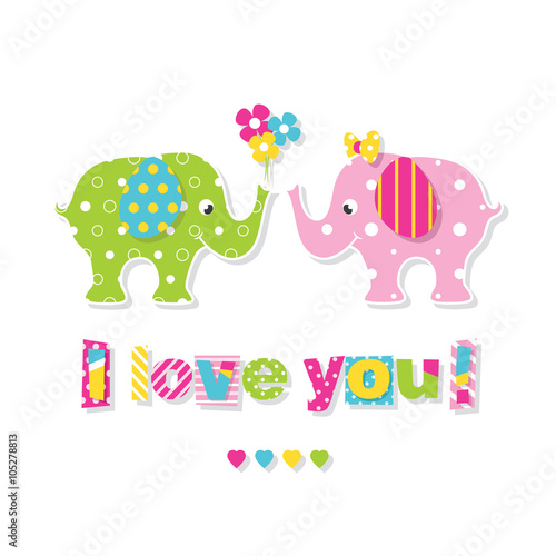 I love you elephants greeting card
