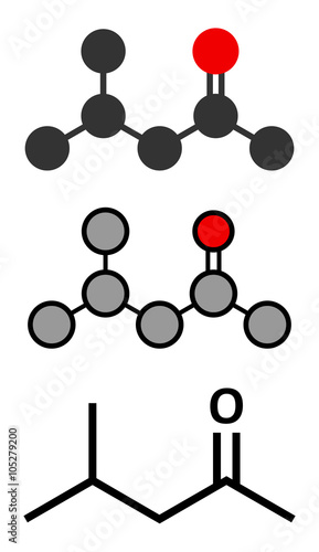 Methyl isobutyl ketone molecule. Used as chemical solvent.