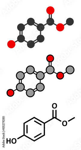 Methyl paraben preservative molecule. photo