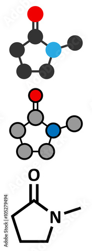 N-methyl-2-pyrrolidone (NMP) chemical solvent molecule.