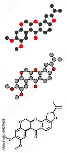 Rotenone broad-spectrum insecticide molecule. 