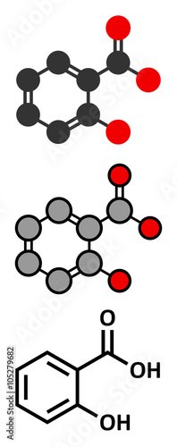 Salicylic acid molecule. Used in cosmetics.