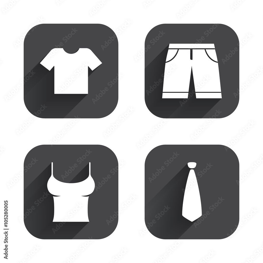 Clothes signs. T-shirt and pants with shorts. Clothes signs. T-shirt and pants with shorts.