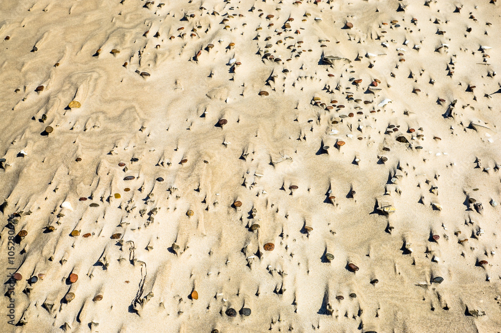 Wet sand texture, sandy beach for background, top view Wet sand texture, sandy beach for background, top view
