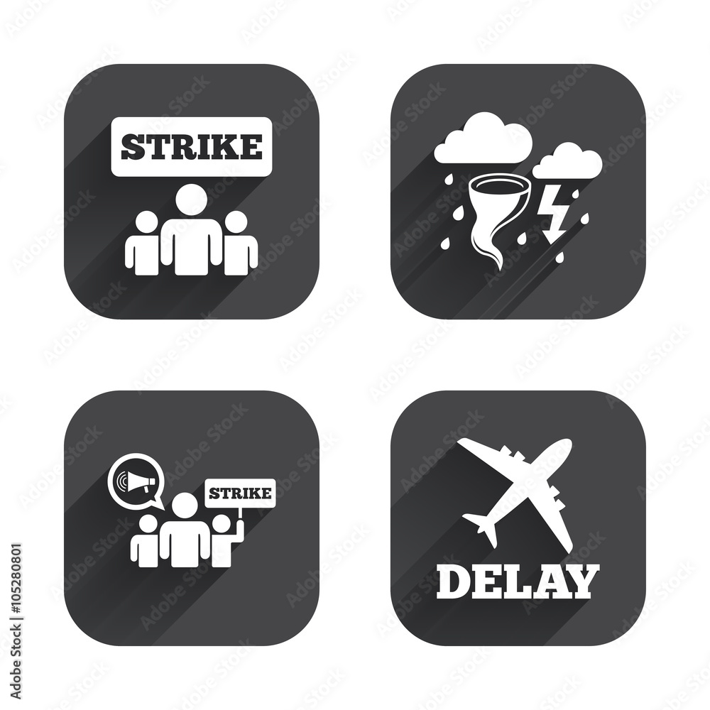 Strike icon. Storm weather and group of people. Strike icon. Storm weather and group of people.