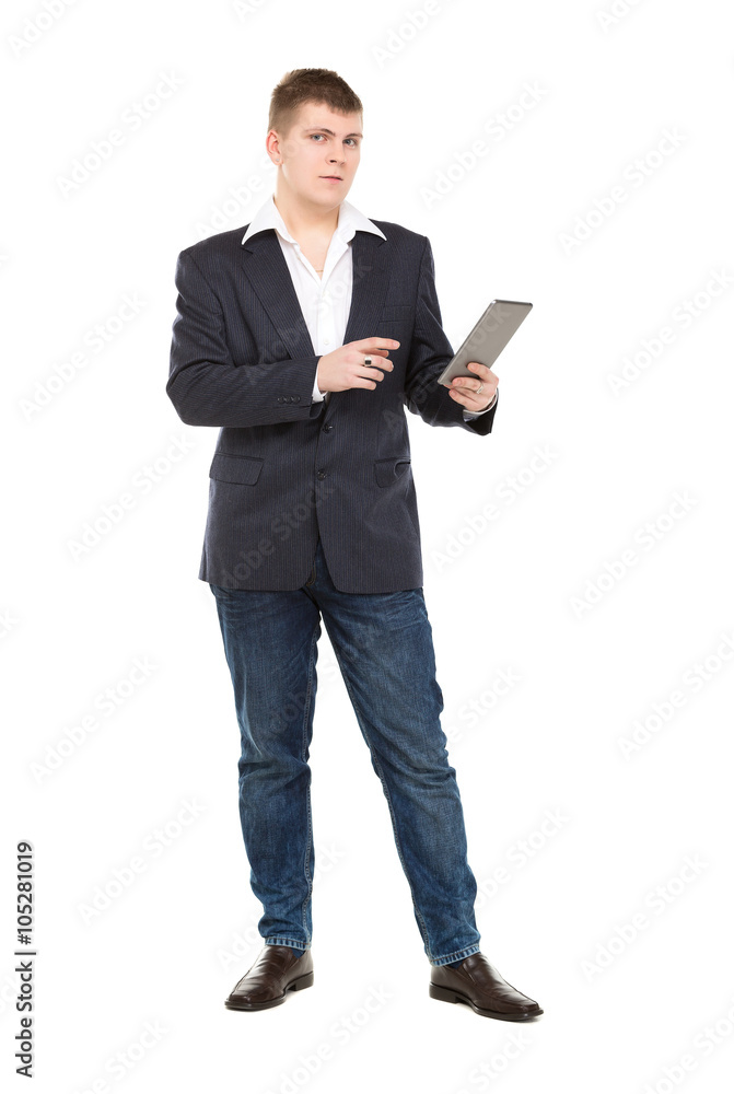 Full Length Portrait Confident Young Businessman with a Modern T Full Length Portrait Confident Young Businessman with a Modern T