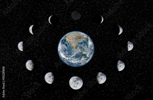 Fototapeta Naklejka Na Ścianę i Meble -  Earth and Moon phases