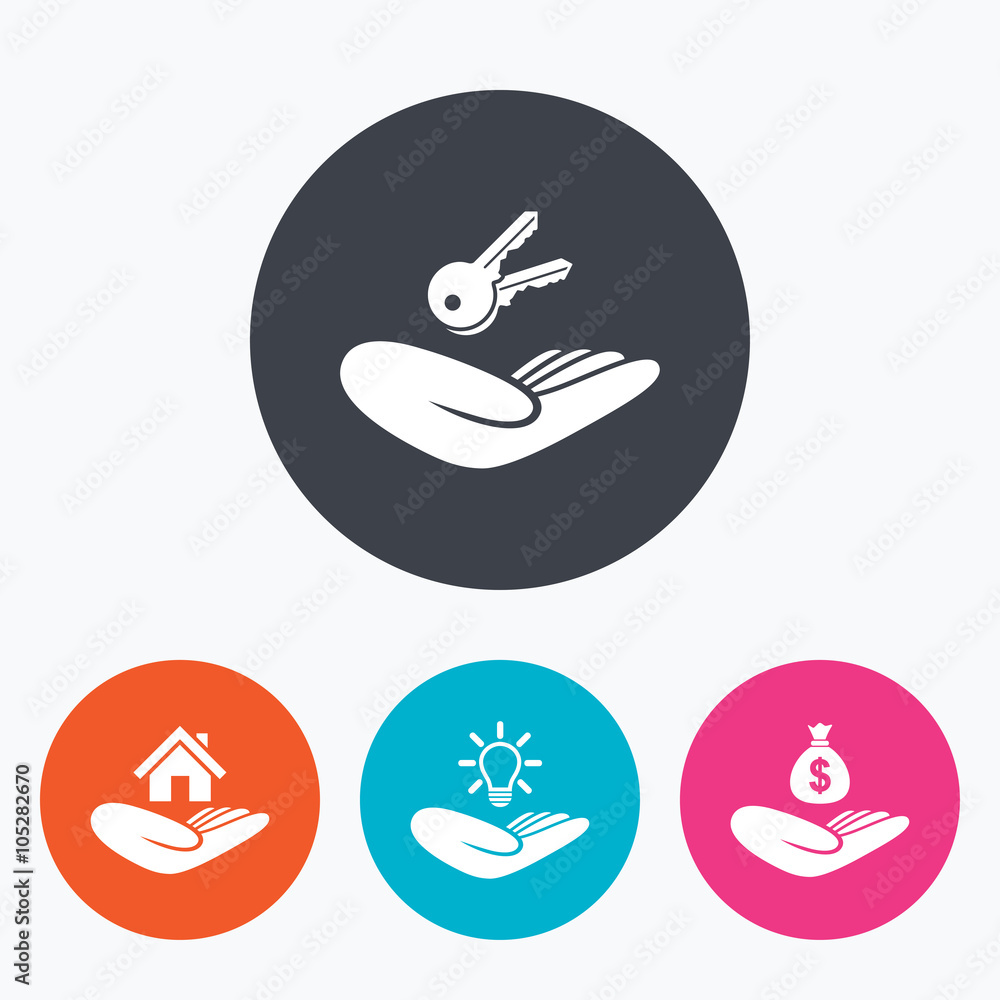 Helping hands icons. Protection and insurance. Helping hands icons. Protection and insurance.