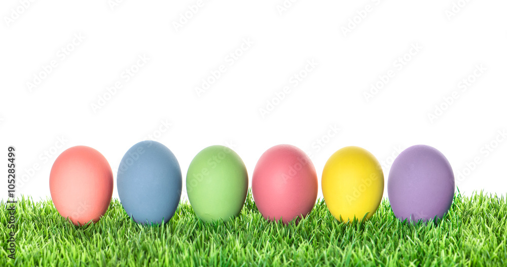 Easter eggs over white background. Colorful decoration