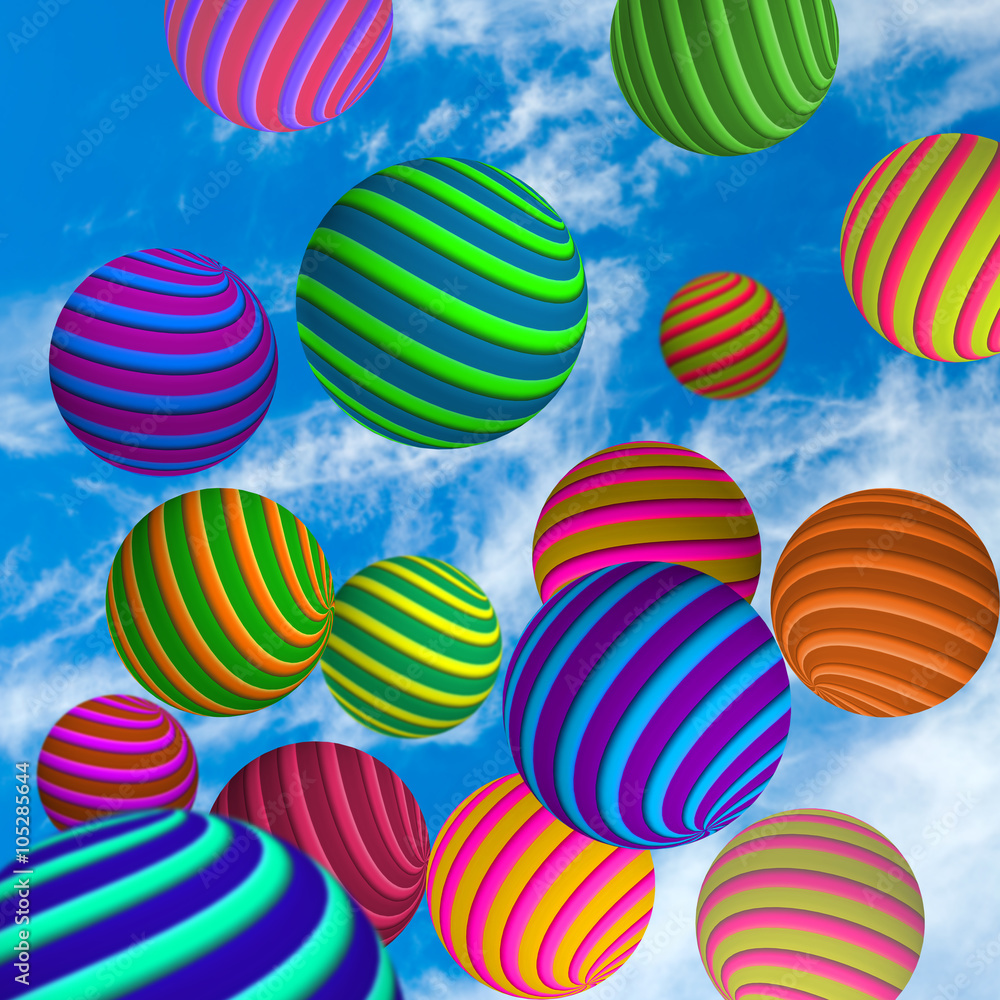 image of multicolored balls in the sky close-up image of multicolored balls in the sky close-up