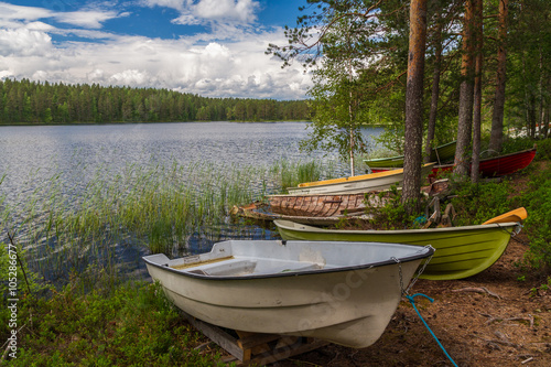 Boats near lake