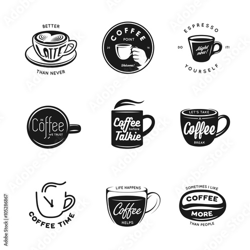 Coffee related labels, badges and design elements set.