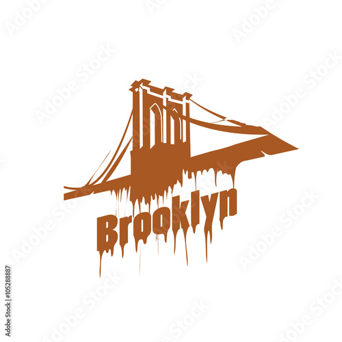 New York  Brooklyn Bridge Design emblem. Graffiti style