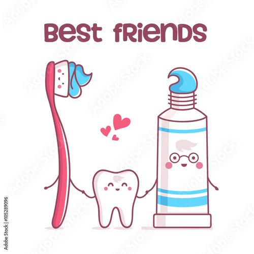 Tooth, toothpaste, dental floss, toothbrush