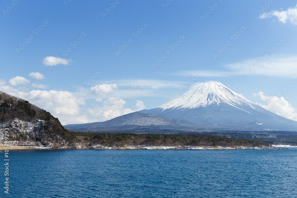 Lake Motosu and mountain fuji