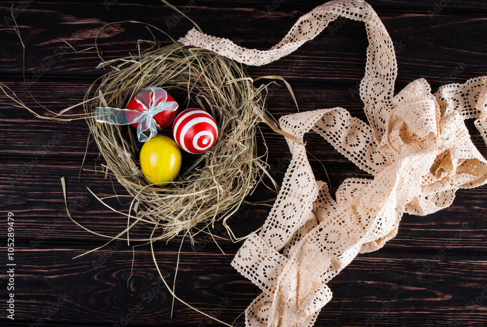 Easter eggs in the nest Easter eggs in the nest