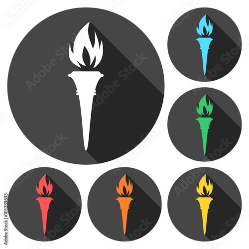 Torch icons set with long shadow © sljubisa