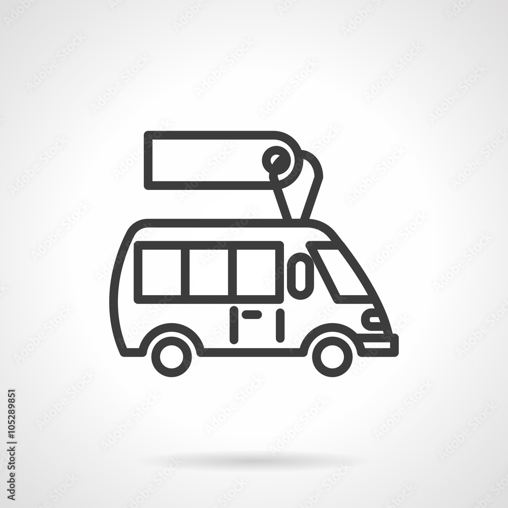Minibus for sale  black line design vector icon
