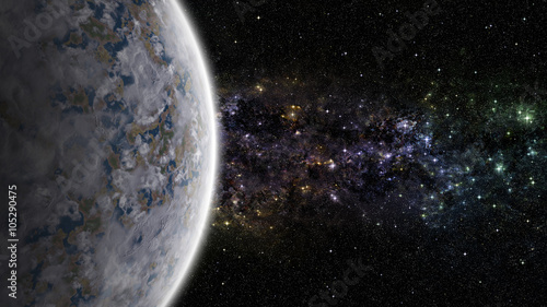 Fototapeta Naklejka Na Ścianę i Meble -  Alien planet with nebula in the deep space