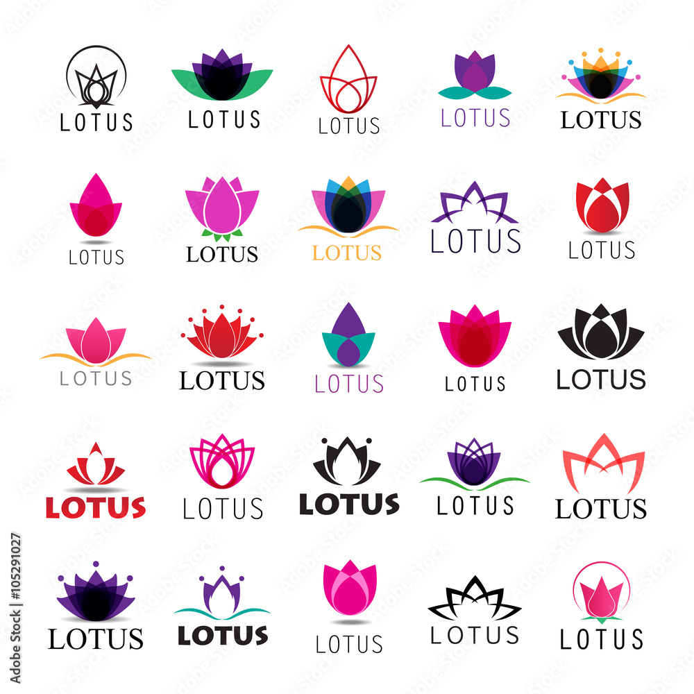 Lotus Icons Set - Isolated On White Background - Vector illustration, Graphic Design. For Web, Websites, Print, Presentation Templates, Mobile Applications And Promotional Materials Lotus Icons Set - Isolated On White Background - Vector illustration, Graphic Design. For Web, Websites, Print, Presentation Templates, Mobile Applications And Promotional Materials