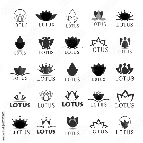 Lotus Icons Set - Isolated On White Background - Vector illustration, Graphic Design. For Web, Websites, Print, Presentation Templates, Mobile Applications And Promotional Materials