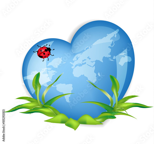  world globe in the shape of  heart symbol. 