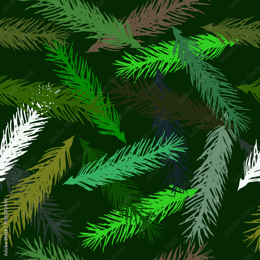 spruce branches on a green background